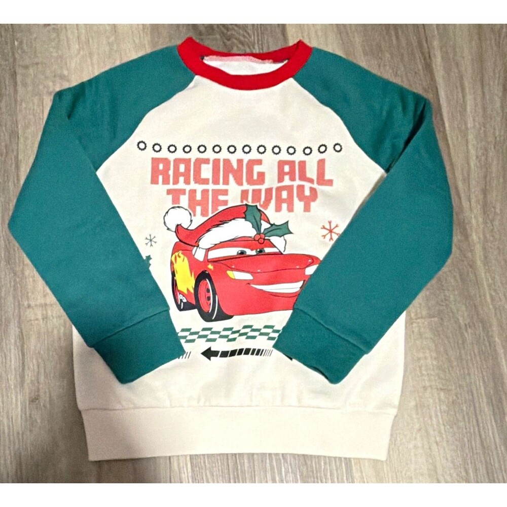 Boys Disney Cars Lightning McQueen Christmas Crewneck Size 7 NWT A6
